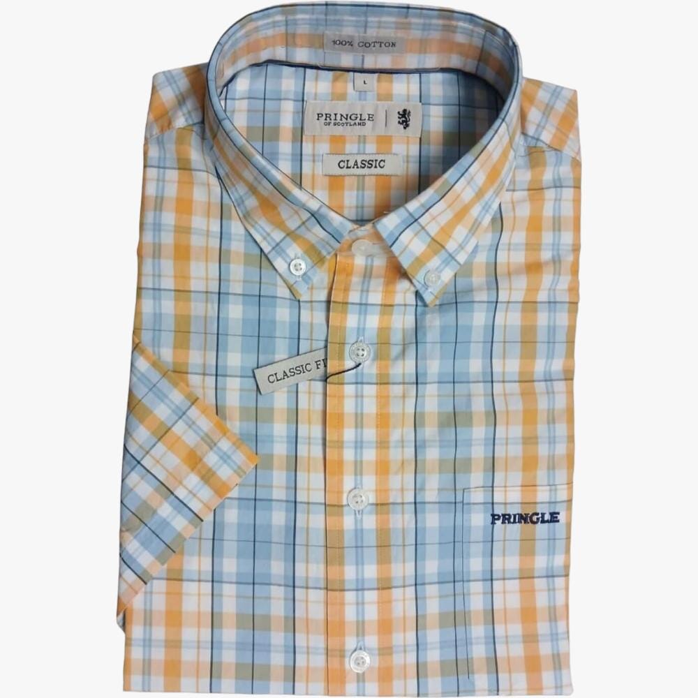 Pringle Mens Rocco Short Sleeve Shirt Yellow Pringle