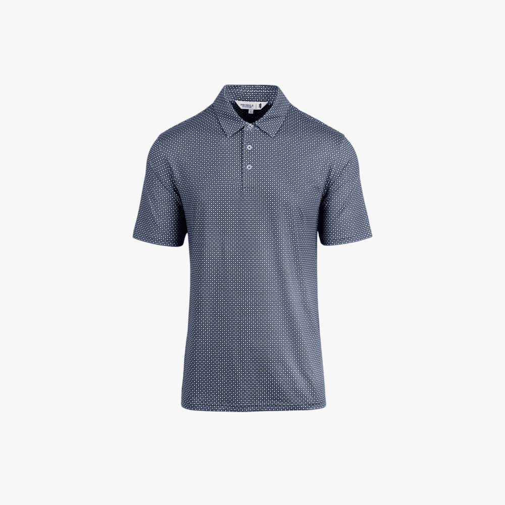 Pringle Mens Bobby Printed Technical Short Sleeve Golfer Navy | Pringle