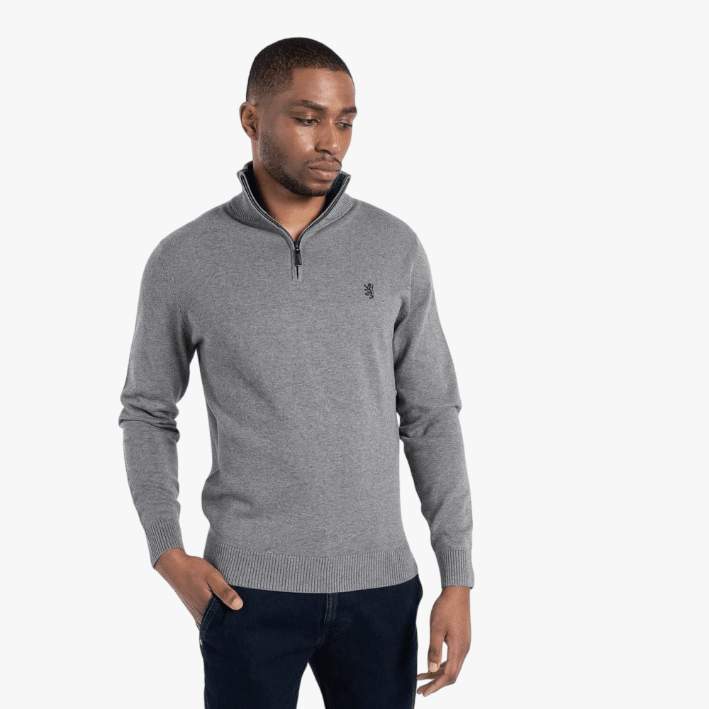 Pringle Mens Knitwear 1/4 Zip Sweater Grey | Pringle
