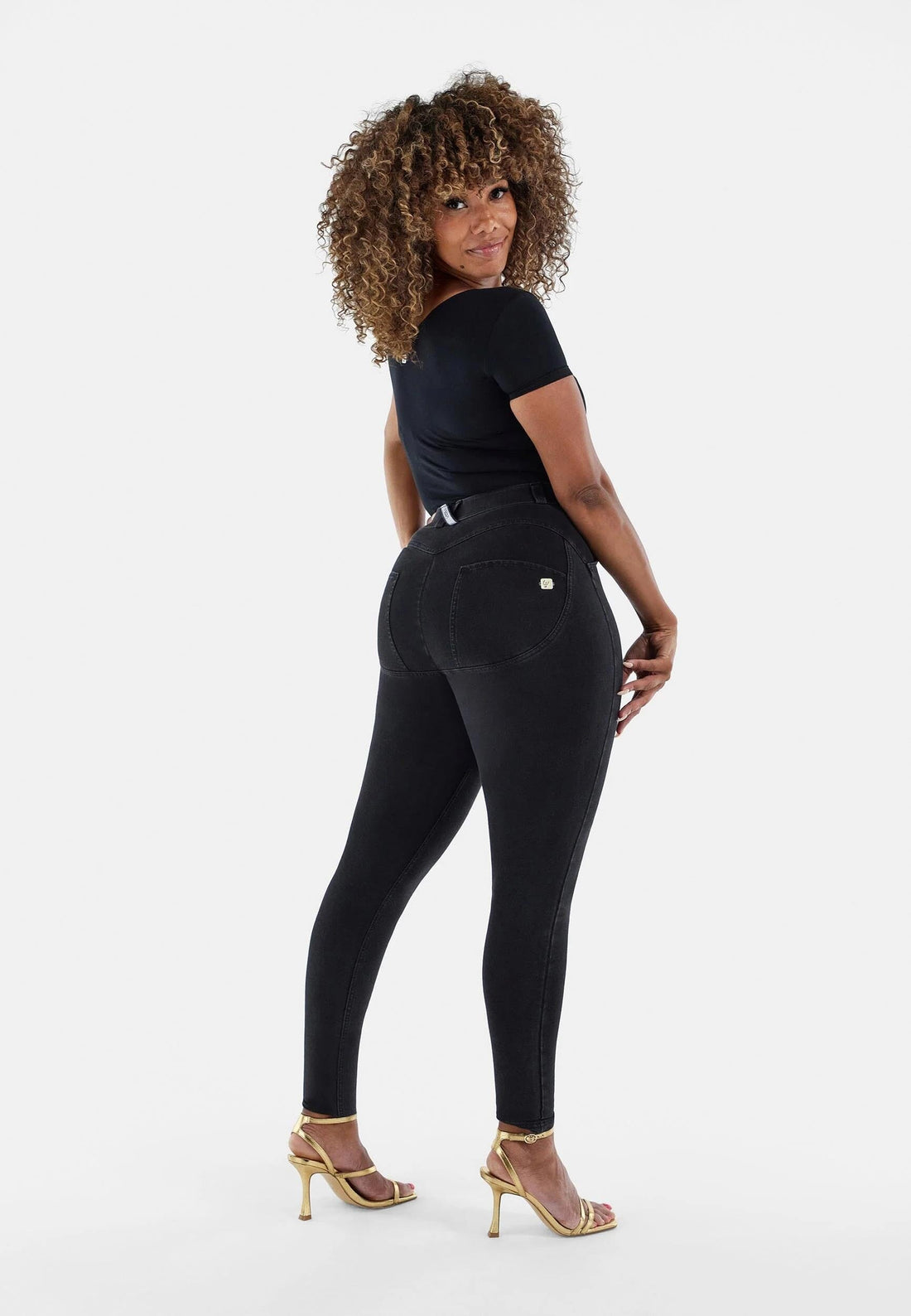Freddy Womens Black Black Stitch Curvy Skinny Regular Waist Jean
