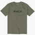 Rvca Mens Big Logo Short Red Stitch Sleeve Tee Oil Green | Rvca