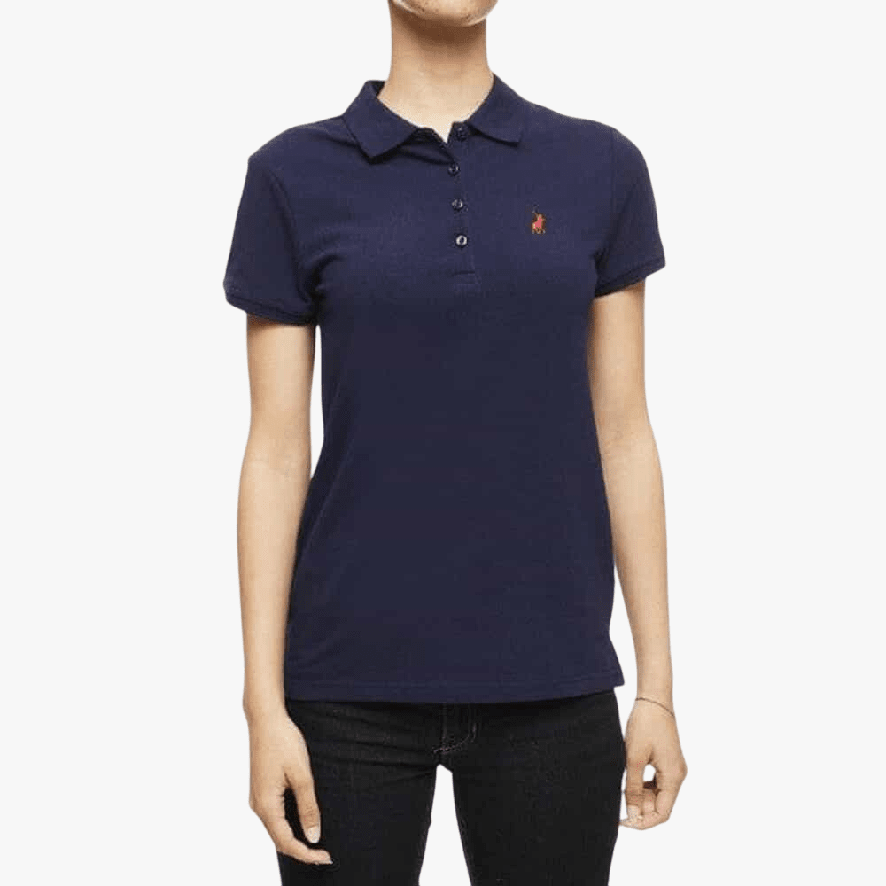 Polo Womens Margot Small Pony Stretch Short Sleeve Golfer Navy | Polo