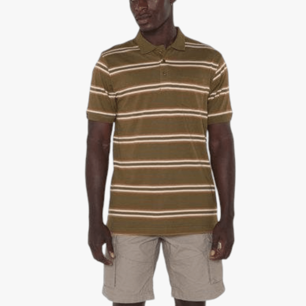 Jeep Mens Yd Multi Stripe Short Sleeve Golfer Uniform Green | Jeep