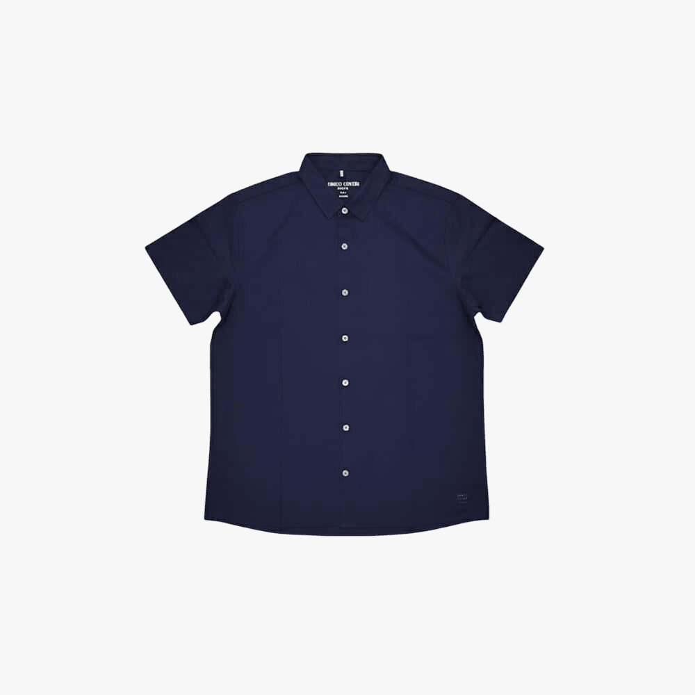 Enrico Coveri Roma Short Sleeve Button Up Golfer Dark Sapphire | Enrico Coveri