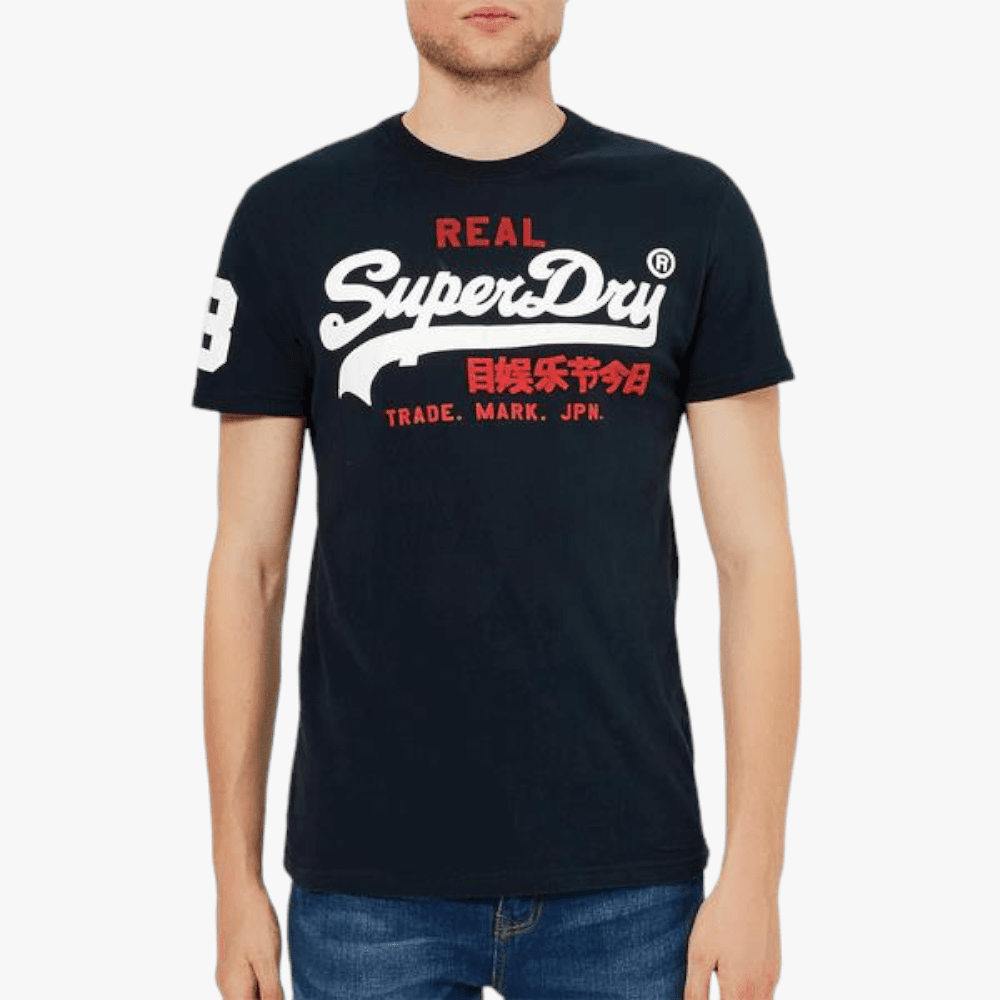 Superdry Mens Vintage Logo Short Sleeve Tee Eclipse Navy | Superdry