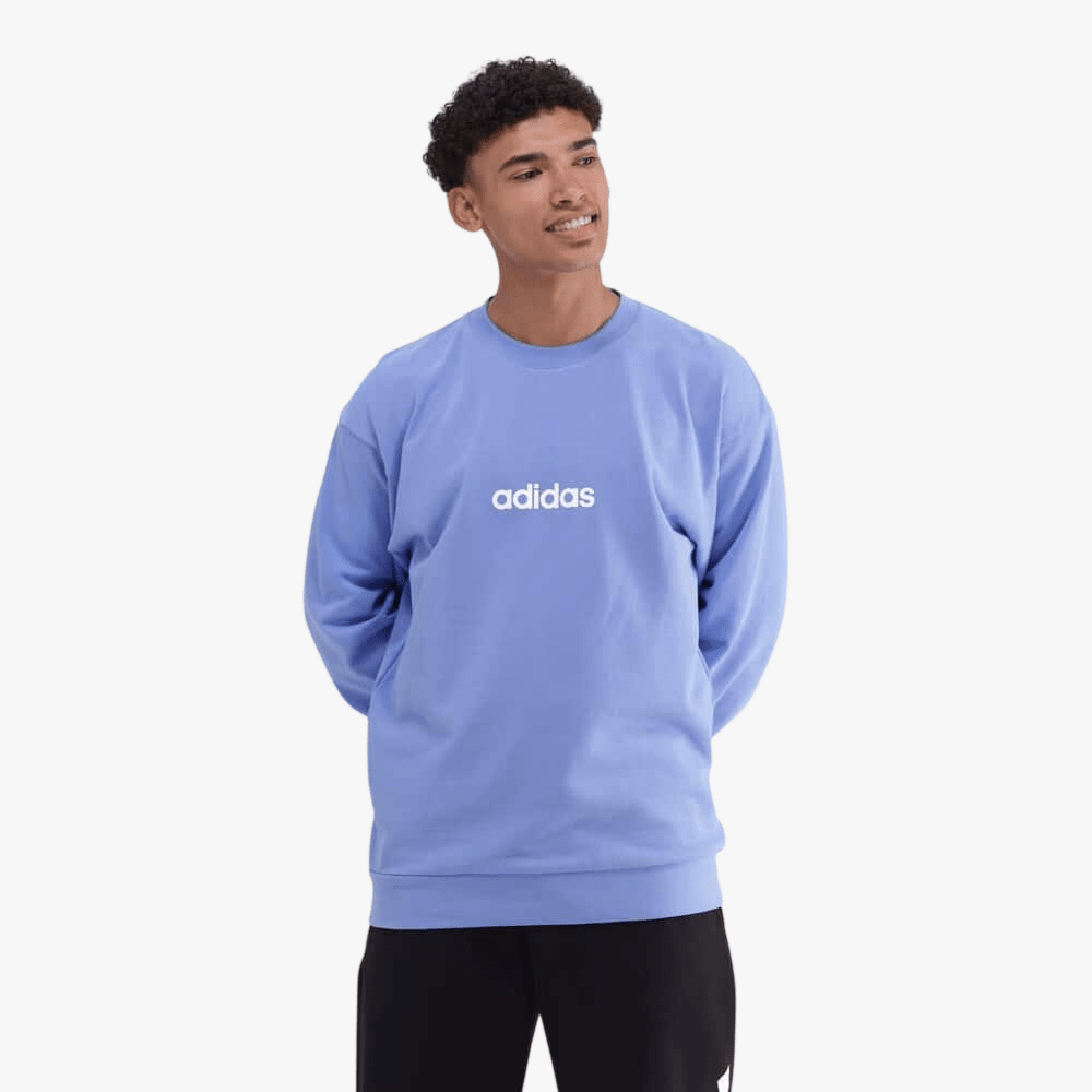 Adidas Mens Lin Fl Crew Sweater Blue | Adidas
