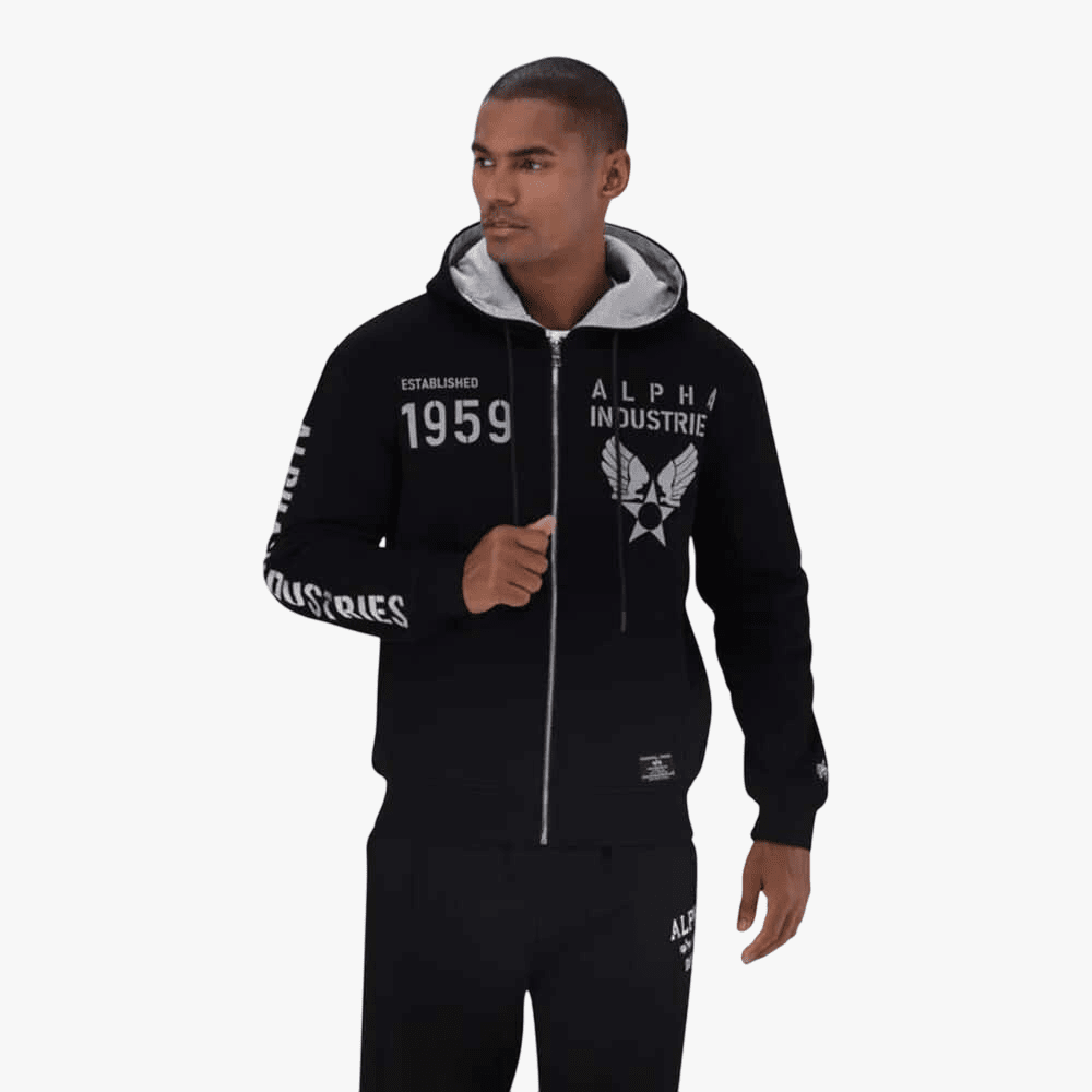 Alpha Industries Mens 1959 Zip Hoody 005 Black | Alpha Industries