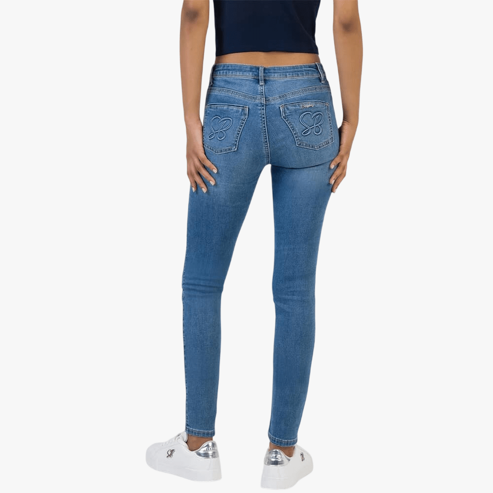 Sissy Boy Womens Elana Mid Waist Skinny Jean Embossed Back Med Vintage | Sissy Boy