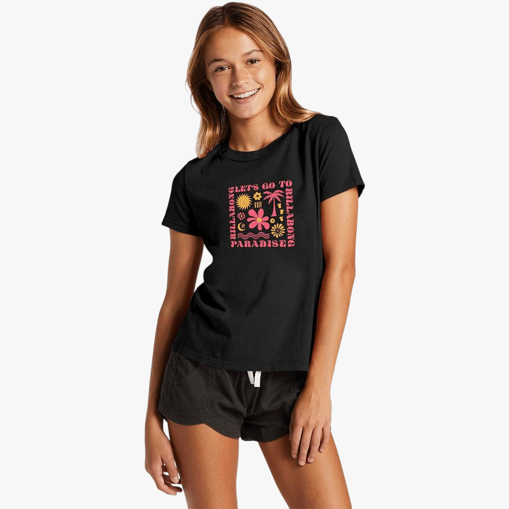 Billabong Girls Let Go To Paradise Short Sleeve Tee Black | Billabong