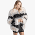 Sissy Boy Womens Faux Fur Combo Jacket Black Beige Cream | Sissy Boy