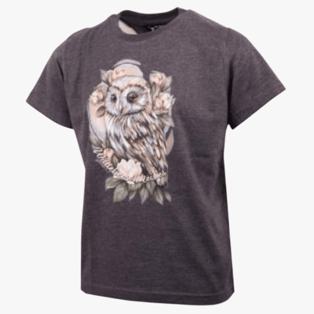 Wildebees Girls Barn Owl Badge Short Sleeve Tee Dove | Wildebees