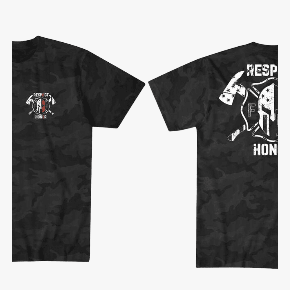 Howziter Mens Respect Fire Short Sleeve Tee Black Camo | Affliction
