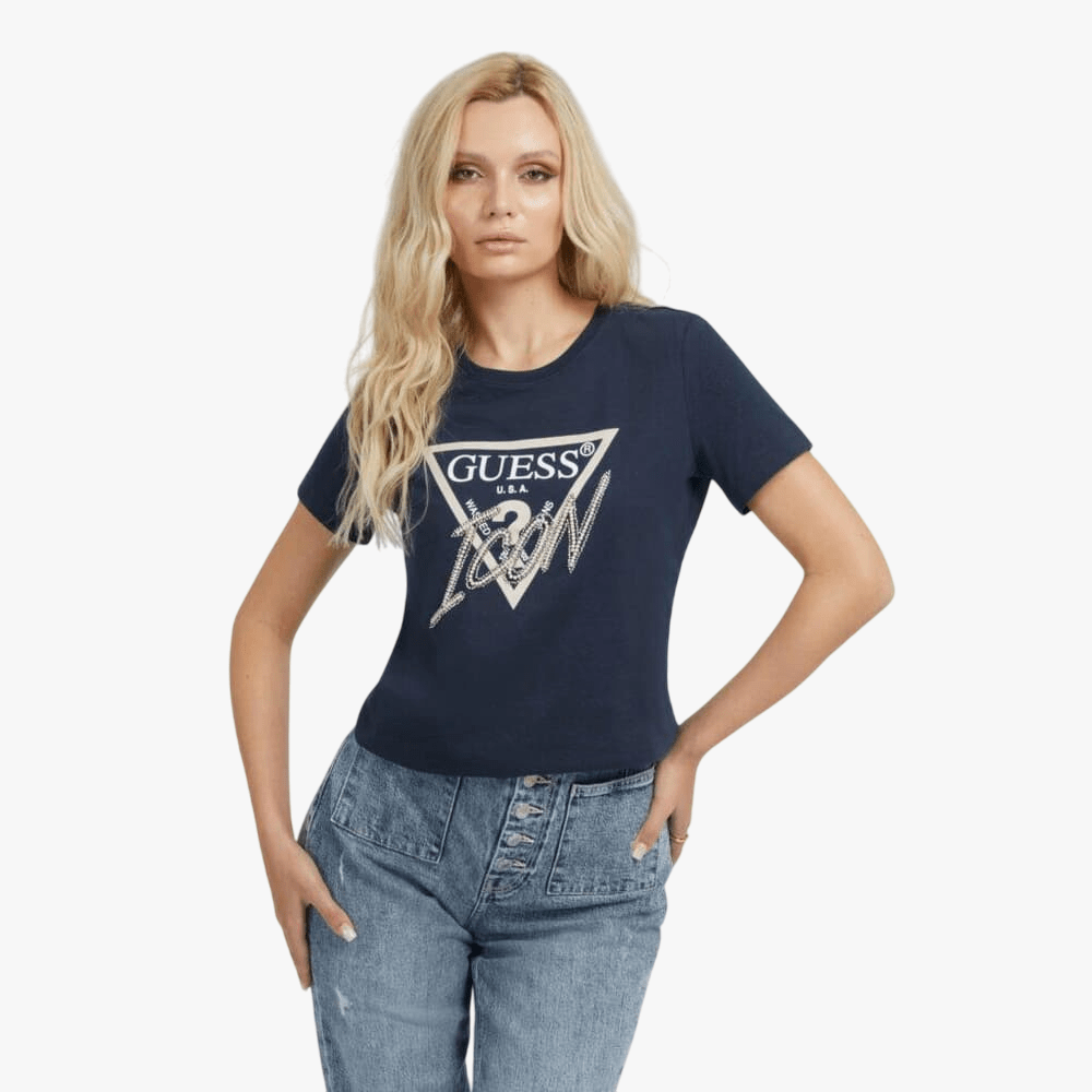 Guess Womens Icon Tee Navy | Guess