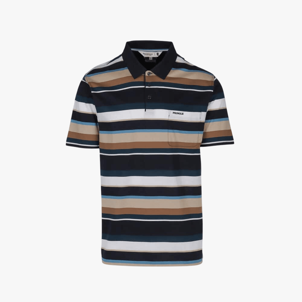 Pringle Mens Lance Mercerised Golfer Navy | Pringle