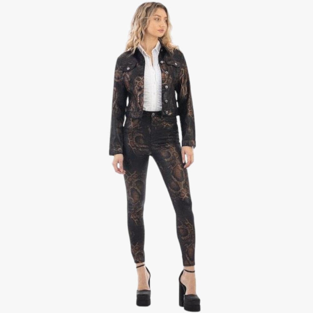 Sissy Boy Axel Skinny Snake Print Jean Dark Brown | Sissy Boy