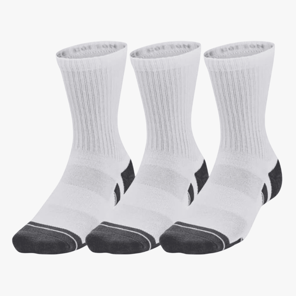 Under Armour Mens Performance Mid 3 Pack Socks 100 White | Under Armour