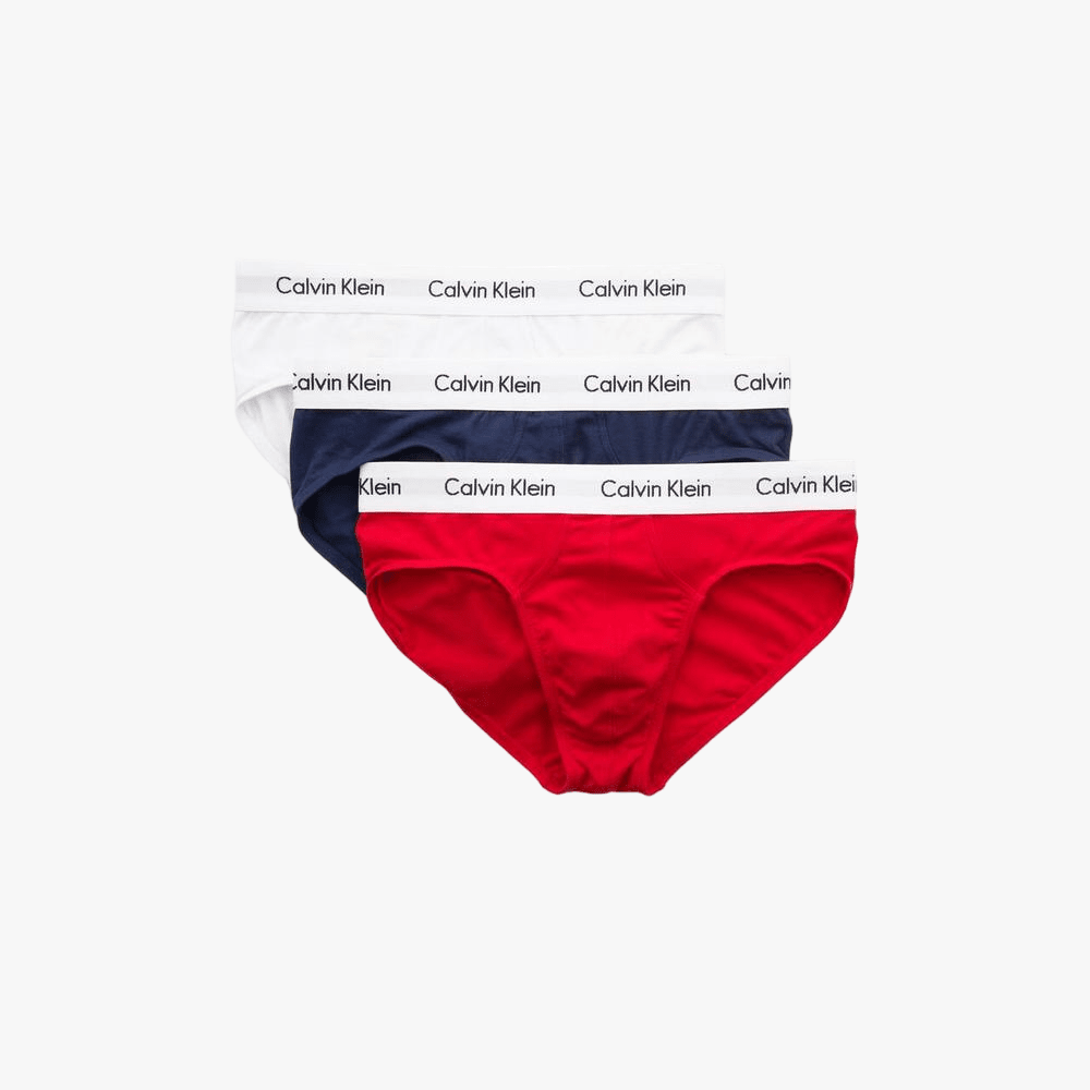 Calvin Klein Mens 3 Pack Hipster Brief White Red Navy | Calvin Klein