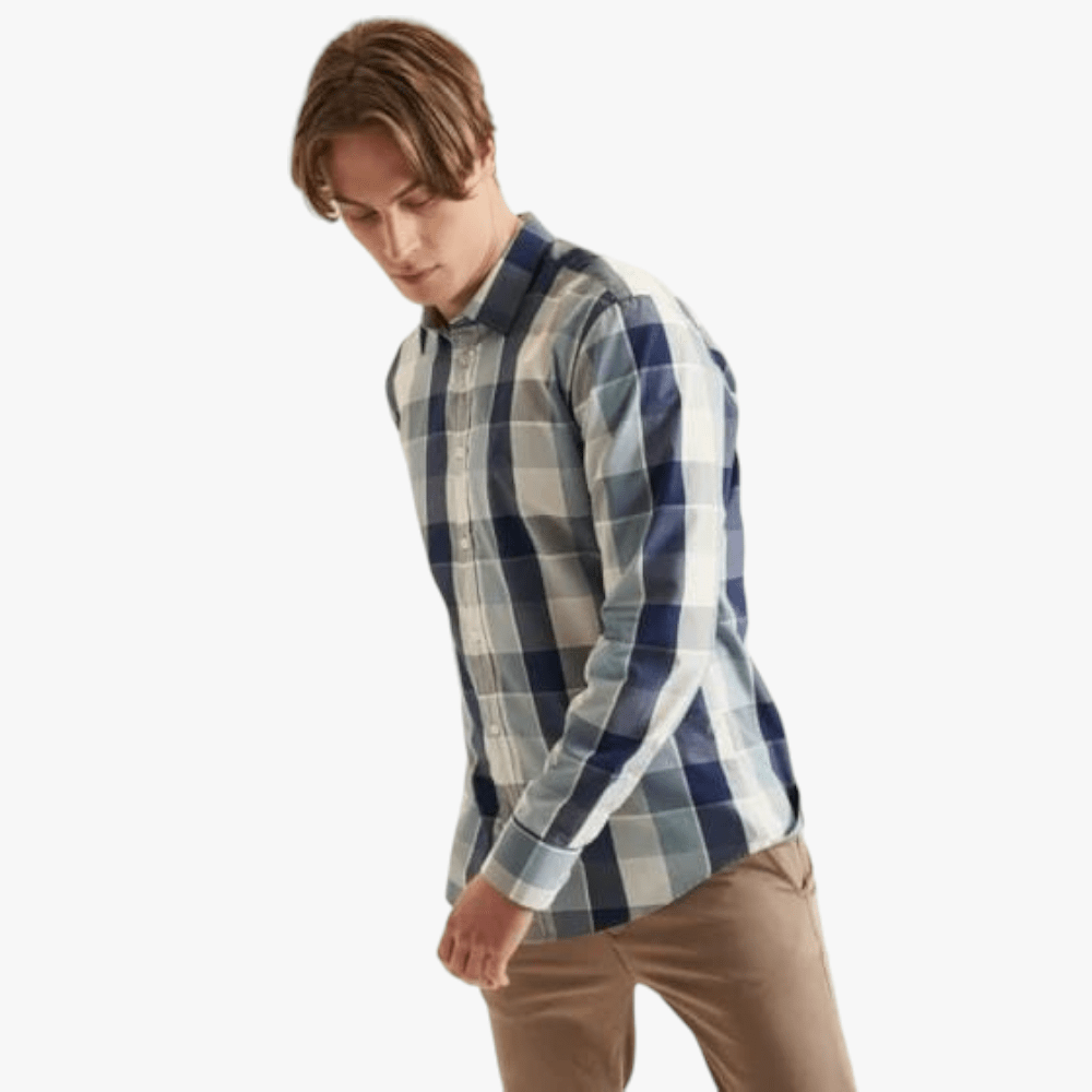 Polo Mens Gerald Long Sleeve Check Shirt Blue | Polo