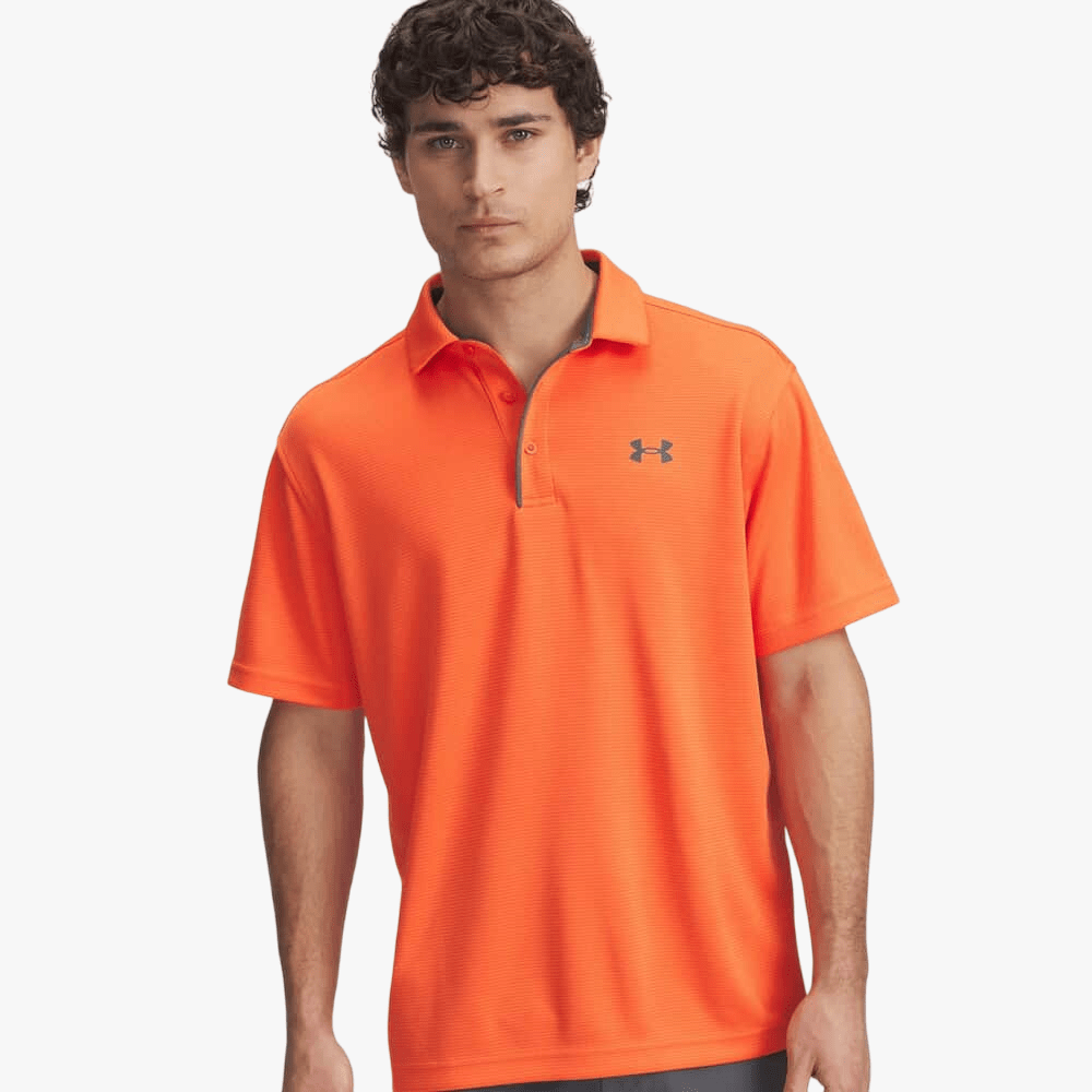 Under Armour Mens Tech Short Sleeve Golfer 847 Orange | Under Armour