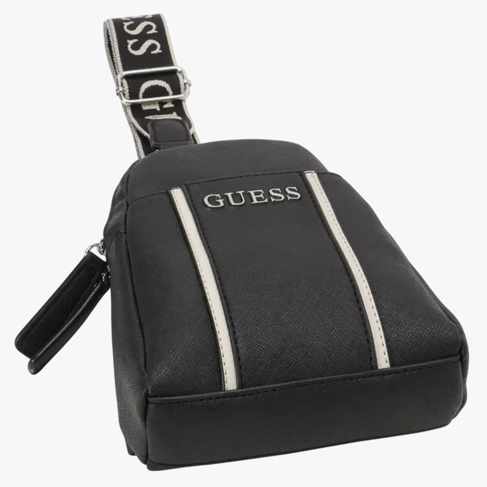 Guess Womens Farah Mini Zip Sling Bag Black