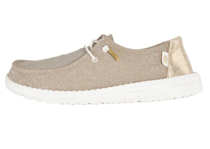 Hey Dude Womens Wendy Metallic Sparkle Gold