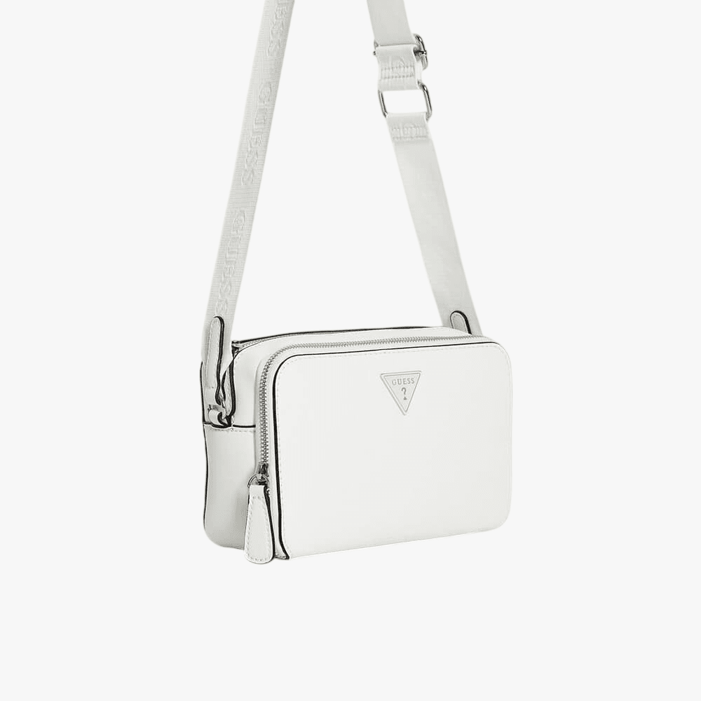 Guess Viviette Mini Dbl Zip Crossbody Bag White | Guess