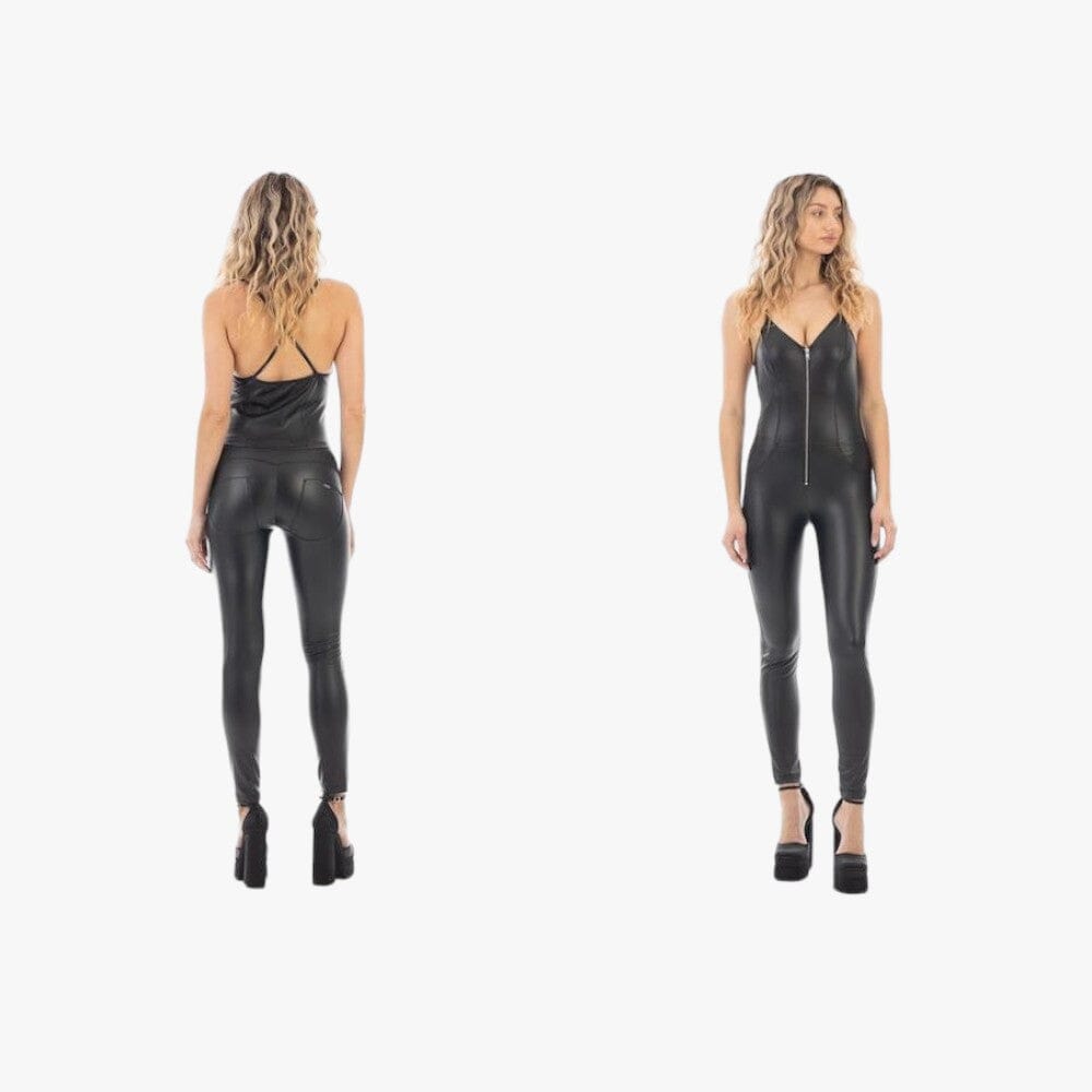 Sissy Boy Ladies Sculpt Pu Leather Jump Suitfront Zip Black &gt;161-1056 | Sissy Boy