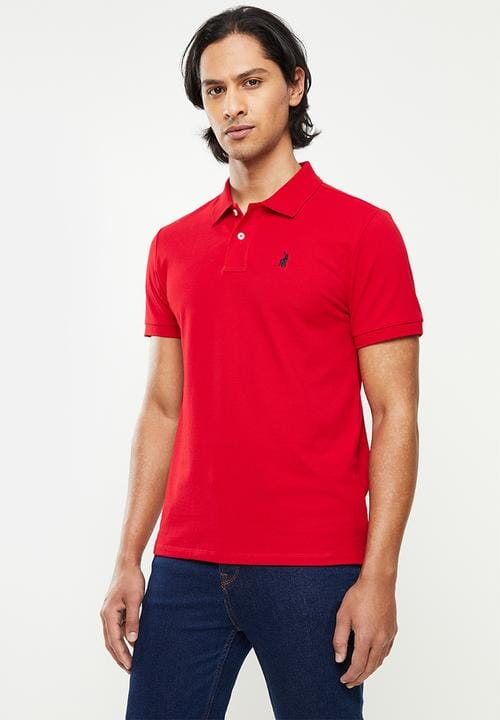 Polo Mens Stretch Pique Short Sleeve Golfer Red | Polo