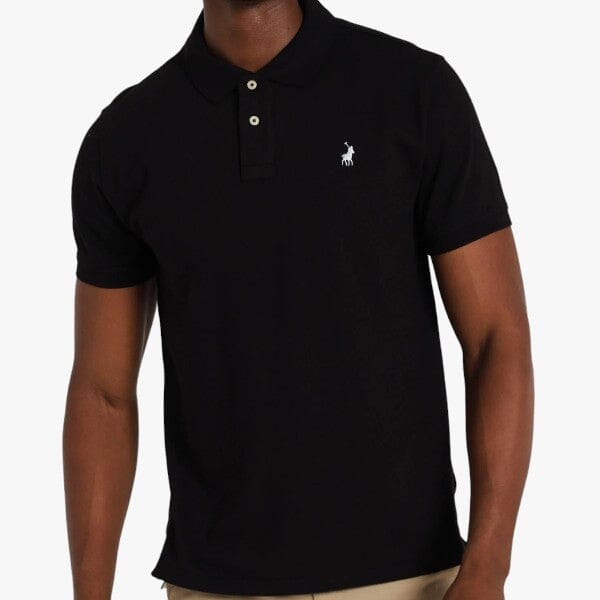 Polo Mens Stretch Pique Short Sleeve Golfer Black | Polo