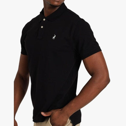 Polo Mens Stretch Pique Short Sleeve Golfer Black | Polo