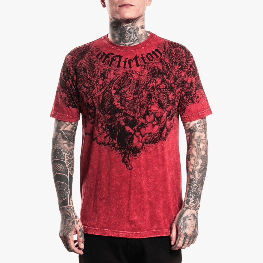 Affliction Mens Immortal Burden Tee Red Lava Wash | Affliction