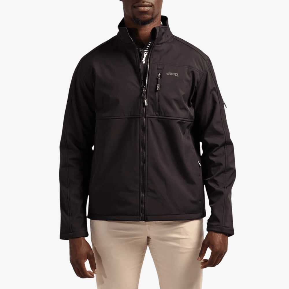 Jeep Mens Funnel Neck Soft Shell Jacket Black | Jeep