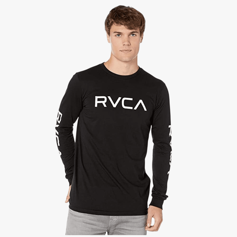 Rvca Mens Big Logo Long Sleeve Tee Black | Rvca