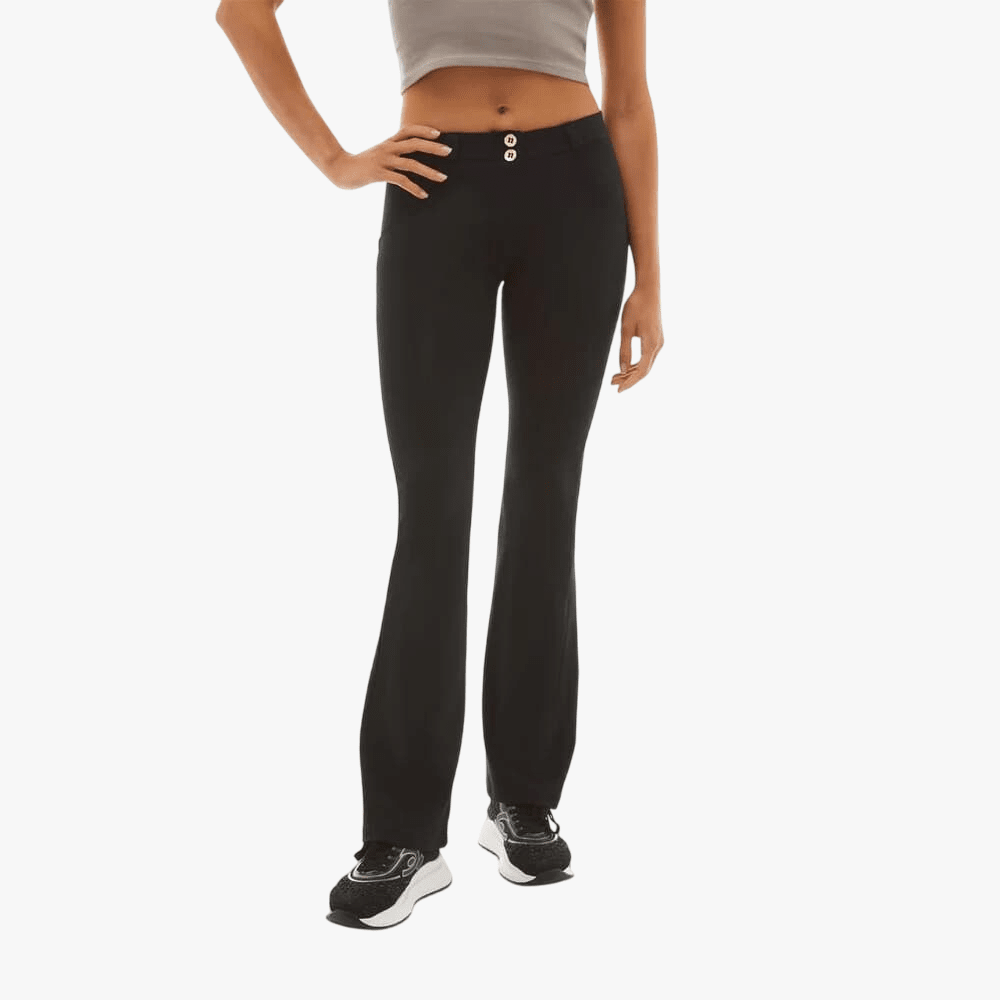 Freddy Womens Regular-Waist Flared Wr.Up® Shaping Trousers In Cotton Black