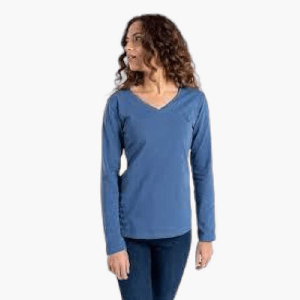 Pringle Womens V Neck Long Sleeve Top Blue Pringle