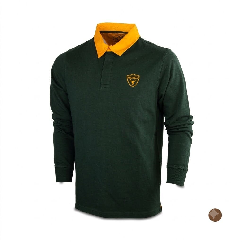 Wildebees Mens Heavy Knit Rugby Jersey Green | Wildebees