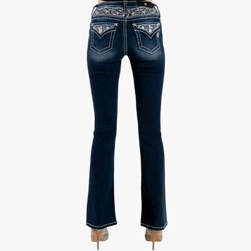 Miss Me Womens Inner Glimpse Mid Rise Bootleg Jeans – Brands Megastore