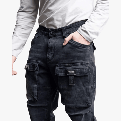 Soviet Mens Gunner Cargo Pocket Jeans Black | Soviet