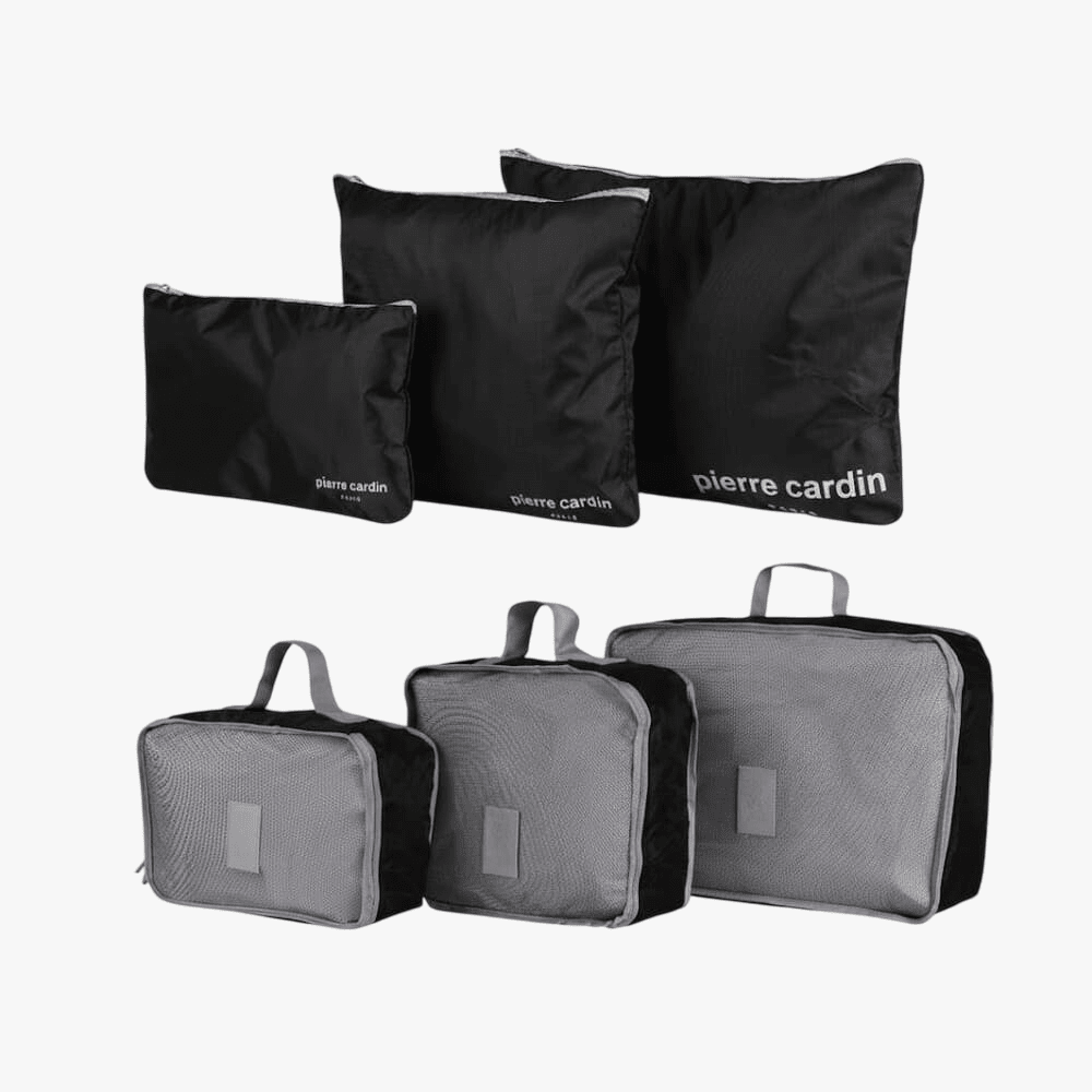 Pierre Cardin 6Pc Travel Pouch Set Black Grey | Pierre Cardin