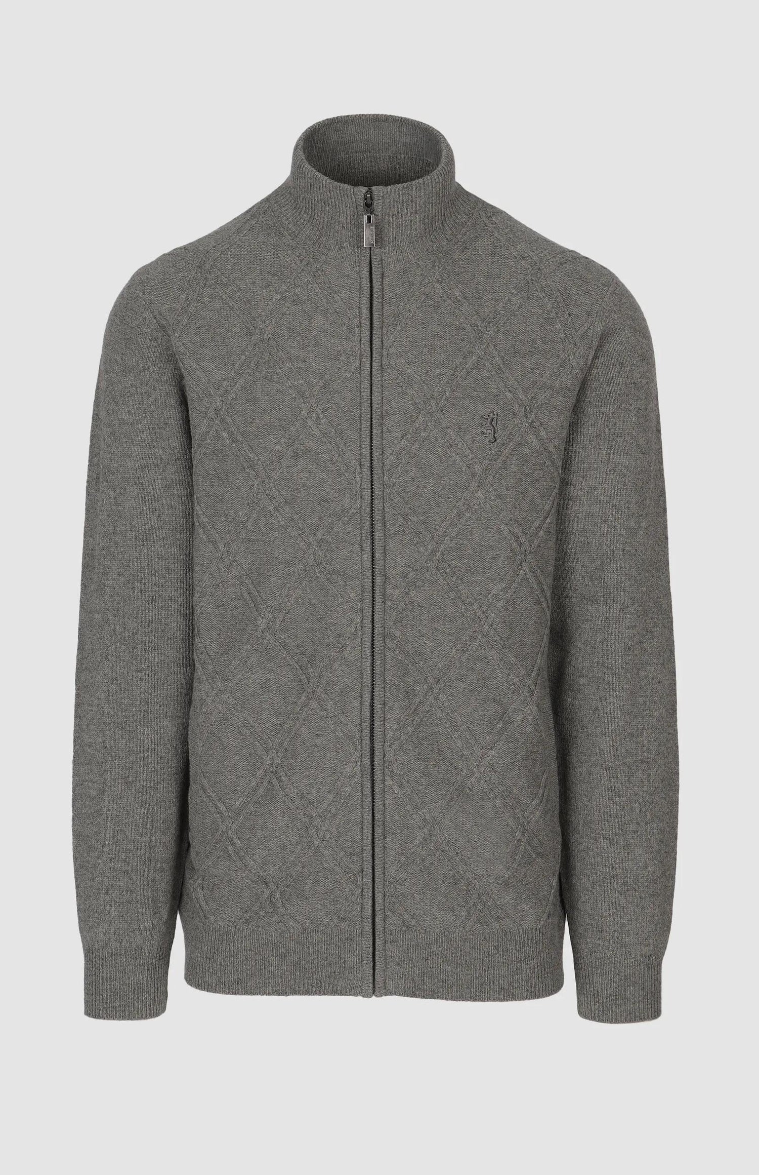 Pringle Mens Joshua Tonal Argyle Cardigan Grey Mel | Pringle