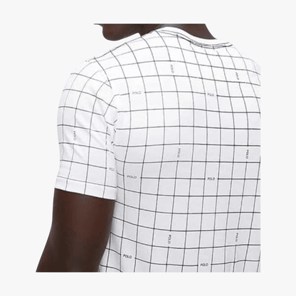 Polo Mens Printed Grid Short Sleeve Tee White | Polo