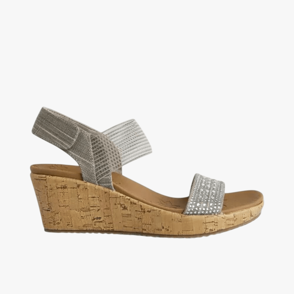 Skechers Womens Beverlee Wedge Sandal Taupe
