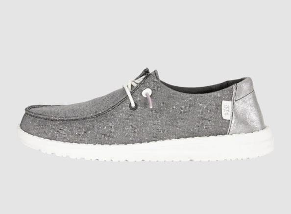 Hey Dude Womens Wendy Metallic Sparkle Charcoal