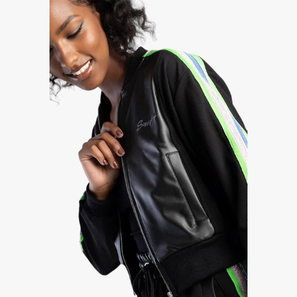 Sissy Boy Zip Through Bomber Jacket With Tape Trim