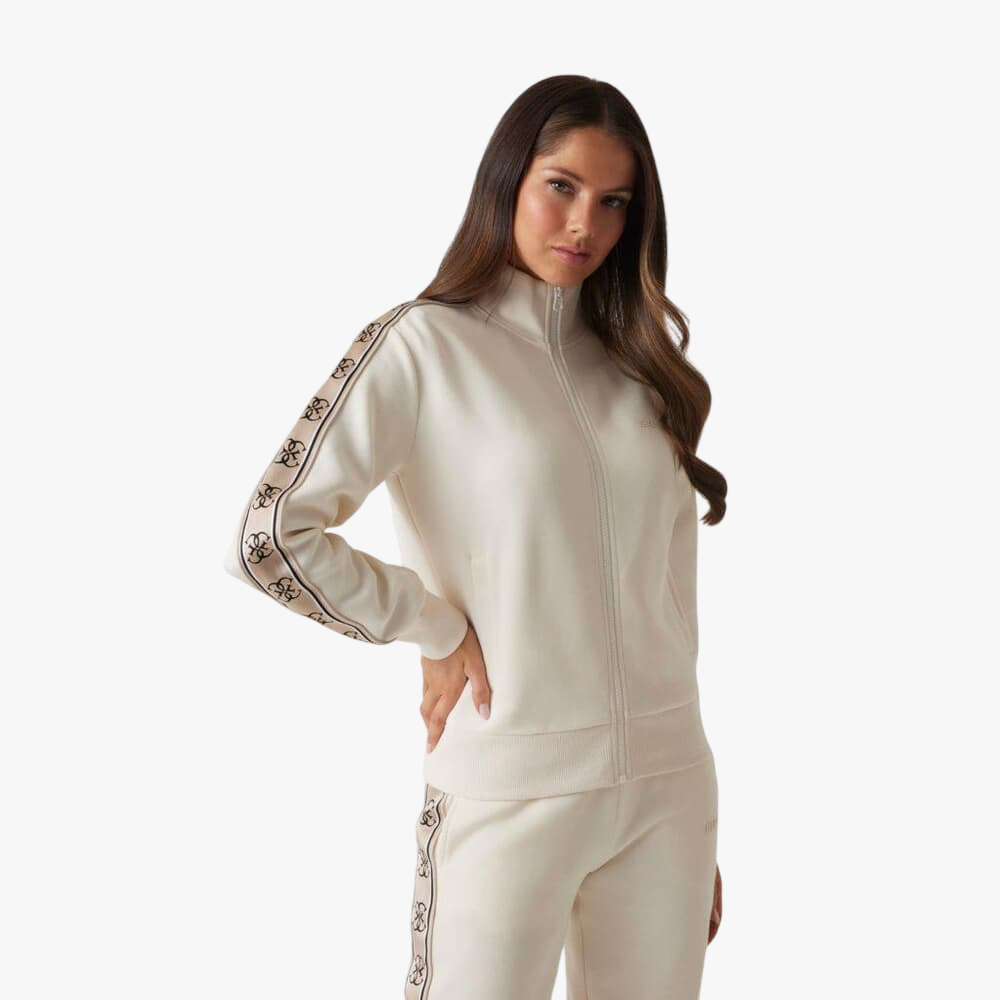 Guess Womens Britney Full Zip Sweater Cream