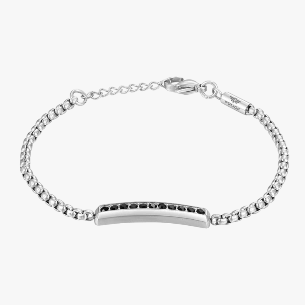 Police Jewellery Mix Jet Crystals Stainless Steel Chain Bracelet