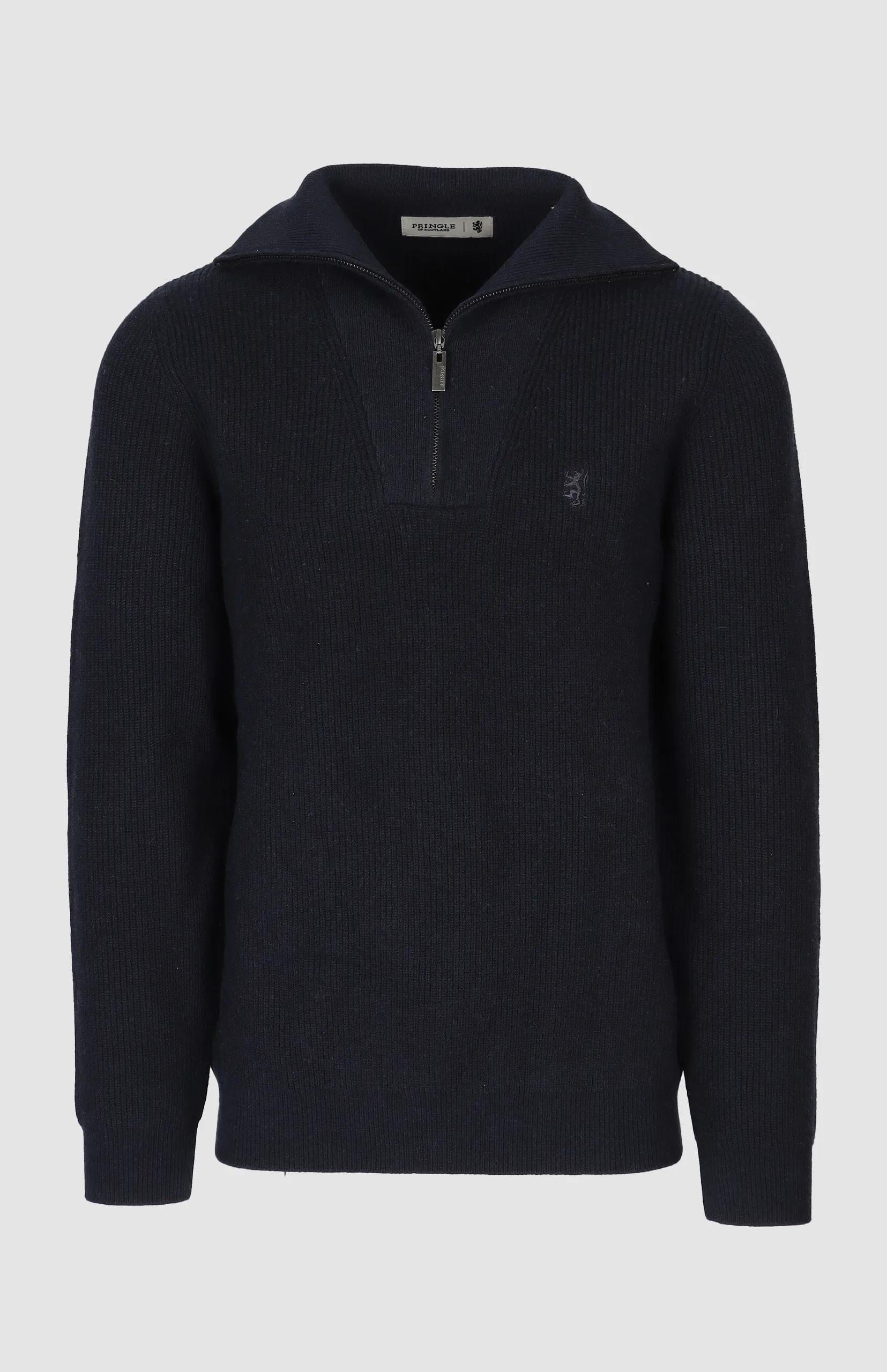 Pringle Mens Kyle 1/4 Zip Ribbed Knit Sweater Navy | Pringle