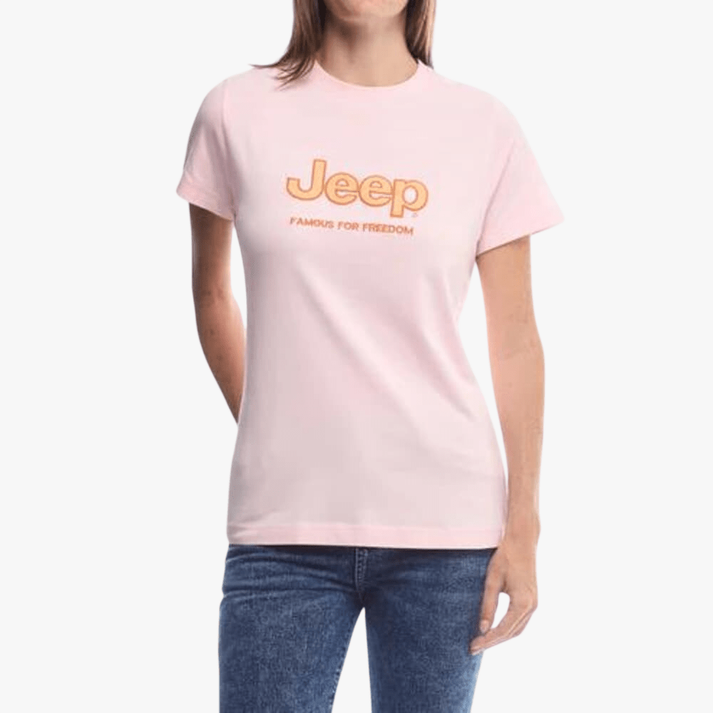 Jeep Womens Organic Applique Tee Pink | Jeep