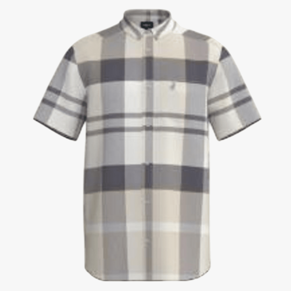 Polo Mens Bold Check Short Sleeve Shirt Stone | Polo