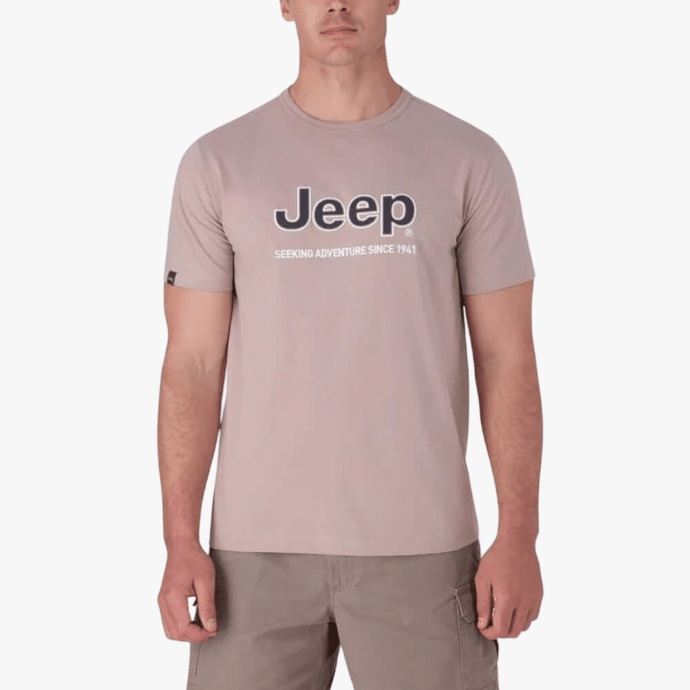 Jeep Mens Logo Applique Short Sleeve Tee Pink | Jeep